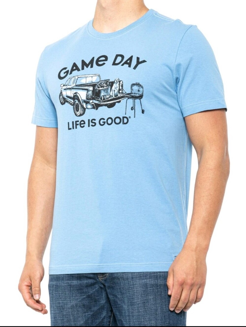 NWT Mens Life Is Good XL GAMEDAY Crusher Tee T-Shirt Blue Graphic